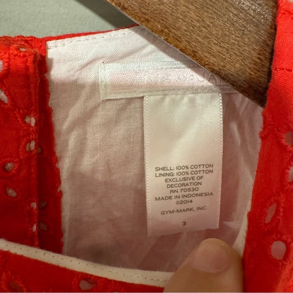 Janie and Jack Eyelet Bow Sleeveless‎ Dress in Vintage Red Size 3